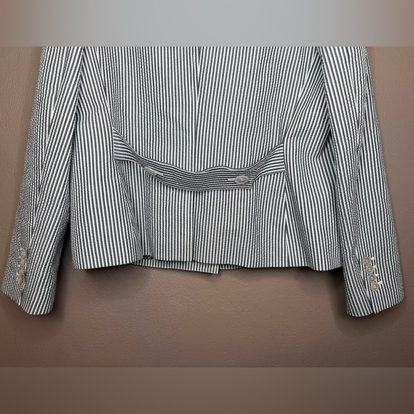 Talbots Women's Seersucker Cotton Blazer Jacket Size 14 Notch Lapel Striped - Picture 10 of 15